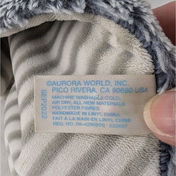 Ebba Gray White Cow Lovey 15" Striped Baby Security Blanket by Aurora 2022 - Picture 6 of 7